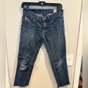 Diesel Liv Women's Slim Straight Ankle Jeans 26x24 Dark Blue Stretch Italy Y2K